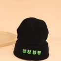 Frog Embroidery Knit Beanie