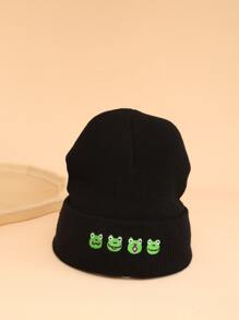 Frog Embroidery Knit Beanie