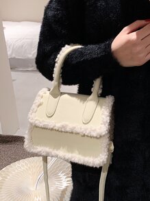 Fuzzy Flap Square Bag