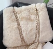 Fuzzy Shoulder Tote Bag