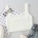 Fuzzy Solid Crop Knit Top