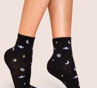 Galaxy Print Ribbed Ankle Socks