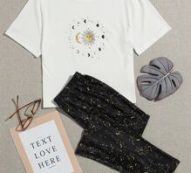 Galaxy Print Tee & Pants Pajama Set