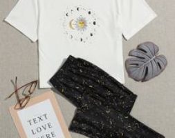 Galaxy Print Tee & Pants Pajama Set
