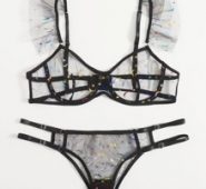 Galaxy Ruffle Sheer Mesh Lingerie Set