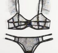 Galaxy Ruffle Sheer Mesh Lingerie Set