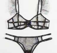 Galaxy Ruffle Sheer Mesh Lingerie Set