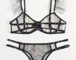 Galaxy Ruffle Sheer Mesh Lingerie Set