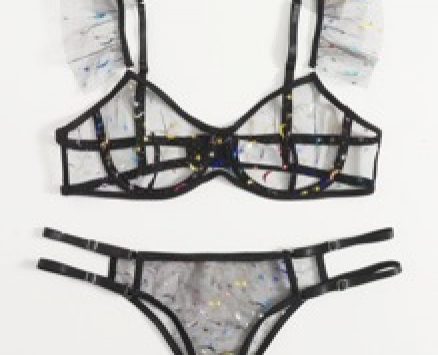 Galaxy Ruffle Sheer Mesh Lingerie Set