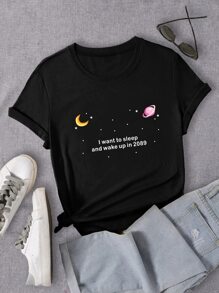 Galaxy Slogan Print Tee