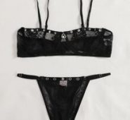 Garment Eyelets Solid Lingerie Set
