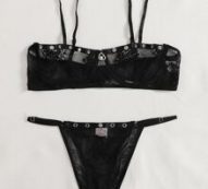 Garment Eyelets Solid Lingerie Set