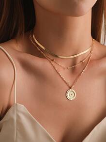 Geo Pendant Layered Chain Necklace