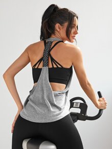 Geo Print Backless Sports Tank Top