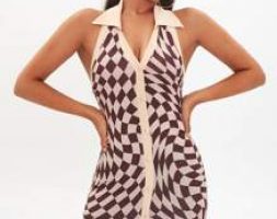 Geo Print Button Front Sleeveless Dress