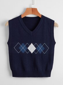 Geometric Pattern Sweater Vest