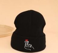 Gesture Embroidery Knit Beanie