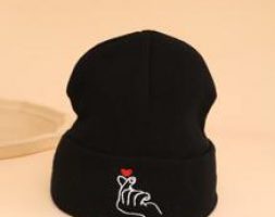 Gesture Embroidery Knit Beanie