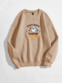 Ghost And Slogan Graphic Sweatshirt