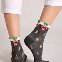 Gingerbread Man Print Crew Socks