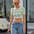 Gingham Crop Knit Top