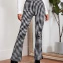 Gingham High-Rise Flare Leg Pants