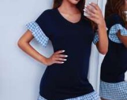 Gingham Print Flounce Sleeve Night Dress