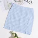 Gingham Split Hem Skirt