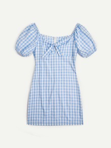 Gingham Tie Front Dress