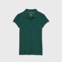 Girls’ Short Sleeve Interlock Uniform Polo Shirt – Cat & Jack Dark Green XS