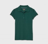 Girls’ Short Sleeve Interlock Uniform Polo Shirt – Cat & Jack Dark Green XS