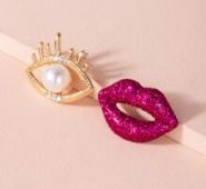 Glitter Lips & Eye Charm Earrings