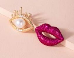 Glitter Lips & Eye Charm Earrings