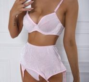Glitter Underwire Garter Lingerie Set