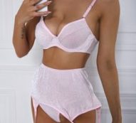 Glitter Underwire Garter Lingerie Set