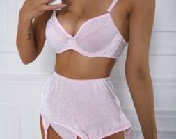 Glitter Underwire Garter Lingerie Set