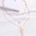 Gold Heart Pendant Layered Chain Necklace