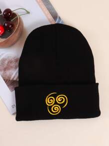 Graphic Embroidery Knit Beanie