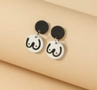 Graphic Round Drop Earrings