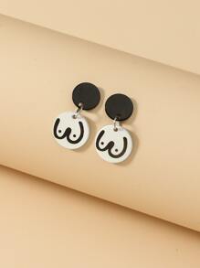 Graphic Round Drop Earrings