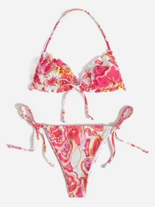 Graphic Tie Side Bikini Swimsuit