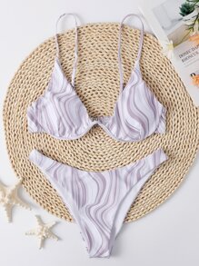 Graphic Underwire Bikini Swimsuit