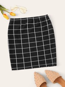 Grid Bodycon Skirt