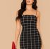 Grid Print Bodycon Cami Dress