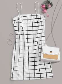 Grid Print Cami Dress