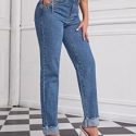 Grommet Eyelet Chain Lace Up Jeans