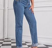 Grommet Eyelet Chain Lace Up Jeans
