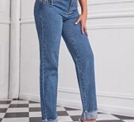 Grommet Eyelet Chain Lace Up Jeans