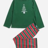 Guys 1pc Christmas Print Lounge Tee & 1pc Striped Lounge Pants