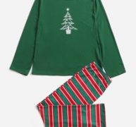 Guys 1pc Christmas Print Lounge Tee & 1pc Striped Lounge Pants